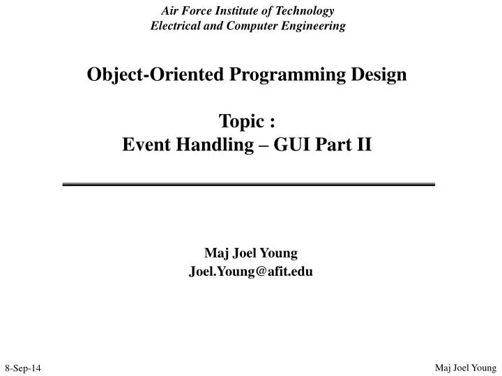 object oriented programming design topic event handling gui part ii