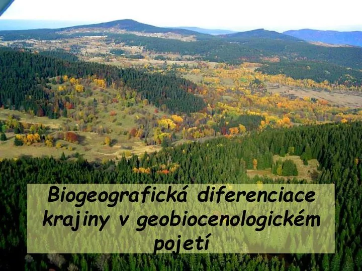 biogeografick diferenciace krajiny v geobiocenologick m pojet