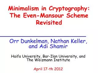 Minimalism in Cryptography: The Even-Mansour Scheme Revisited