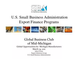 U.S. Small Business Administration Export Finance Programs