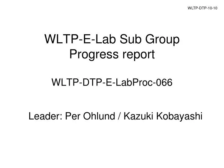 wltp e lab sub group progress report wltp dtp e labproc 066