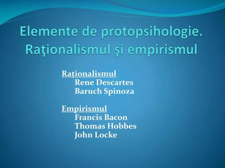 elemente de protopsihologie ra ionalismul i empirismul