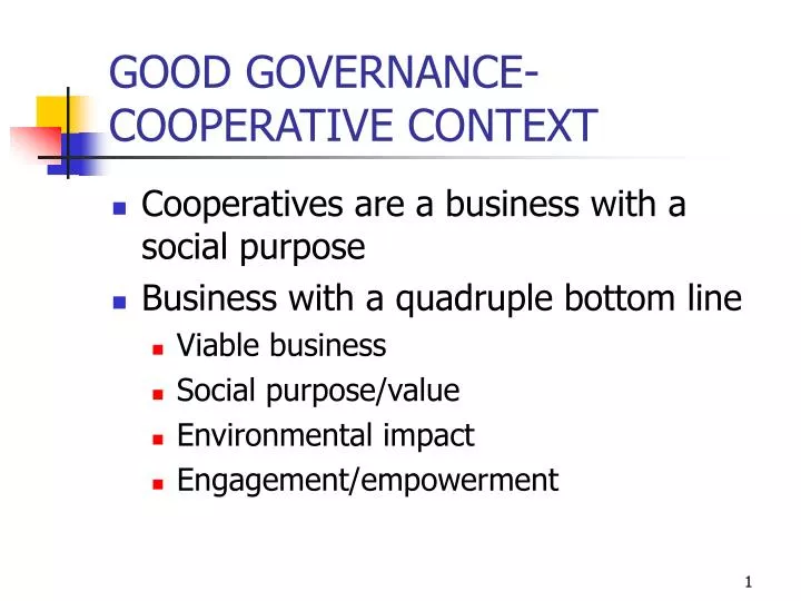 good governance cooperative context
