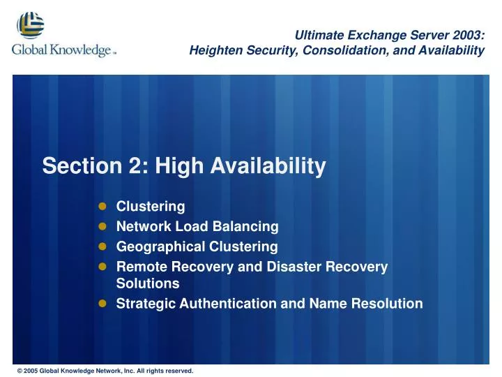 section 2 high availability