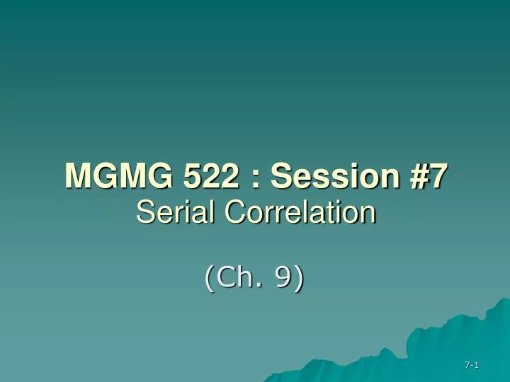 mgmg 522 session 7 serial correlation