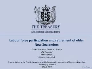 Labour force participation and retirement of older New Zealanders