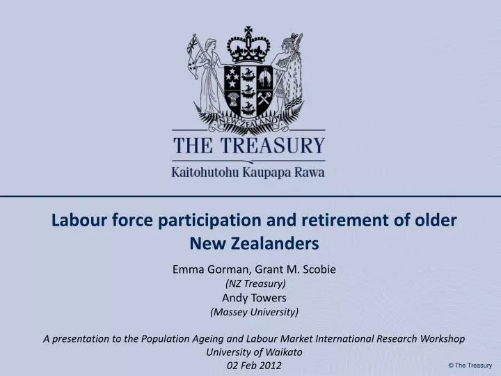 labour force participation and retirement of older new zealanders