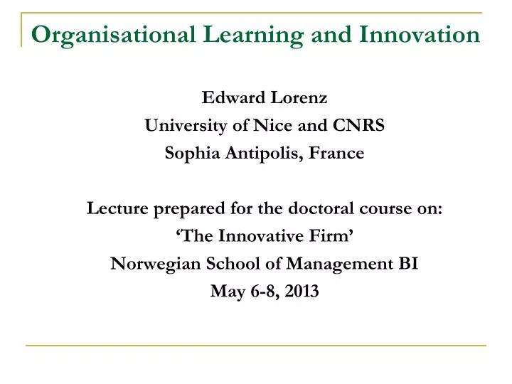 organisational learning and innovation