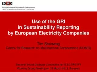 Use of the GRI in Sustainability Reporting by European Electricity Companies