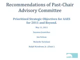 Recommendations of Past-Chair Advisory Committee