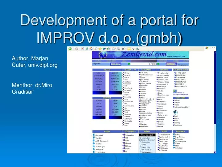 development of a portal for improv d o o gmbh