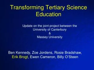 Transforming Tertiary Science Education