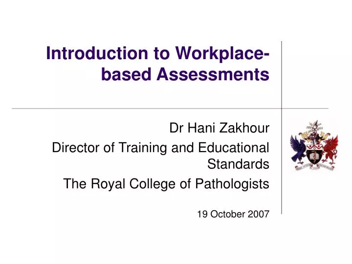 introduction to workplace based assessments