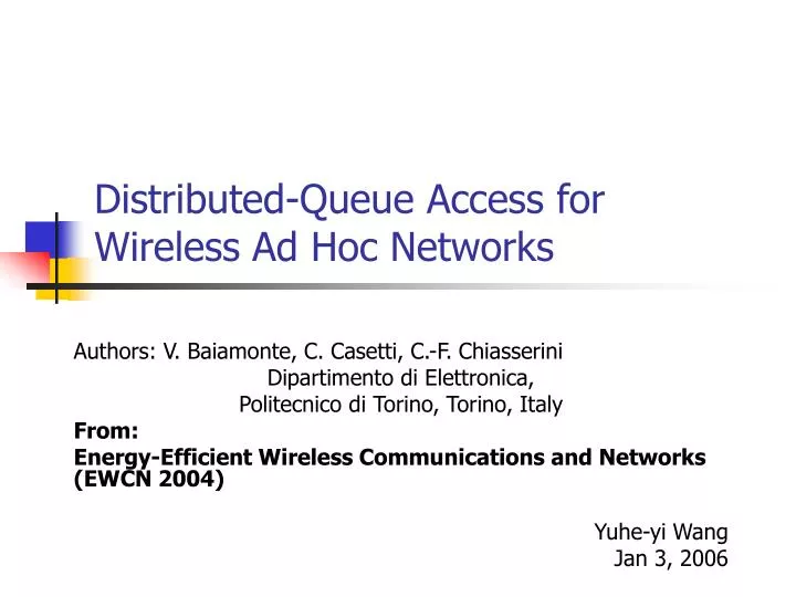 distributed queue access for wireless ad hoc networks