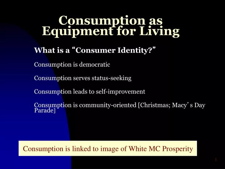 consumption as equipment for living