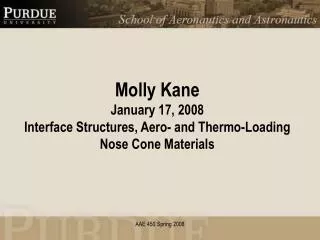 Molly Kane January 17, 2008 Interface Structures, Aero- and Thermo-Loading Nose Cone Materials