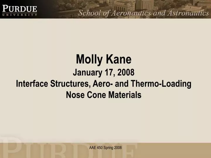 molly kane january 17 2008 interface structures aero and thermo loading nose cone materials