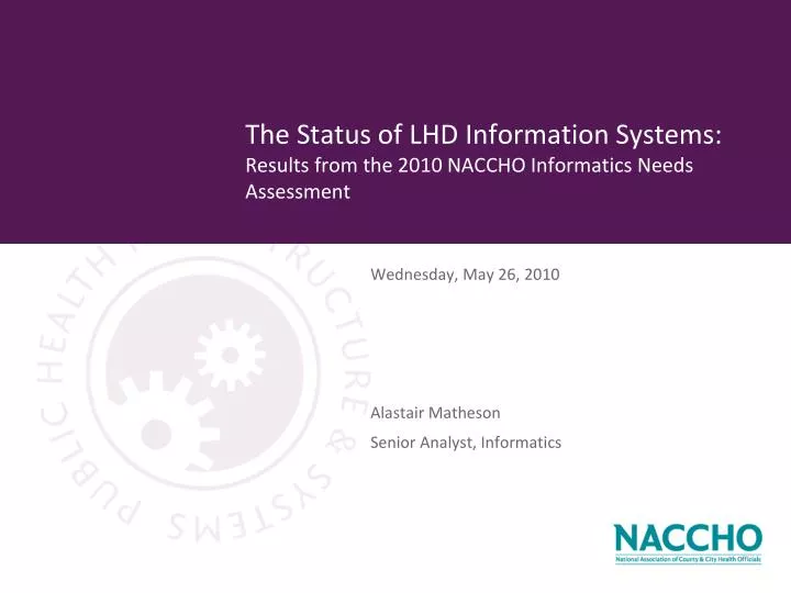 the status of lhd information systems results from the 2010 naccho informatics needs assessment