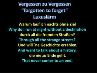 Warum lauf ich nachts ohne Ziel Why do I run at night without a destination