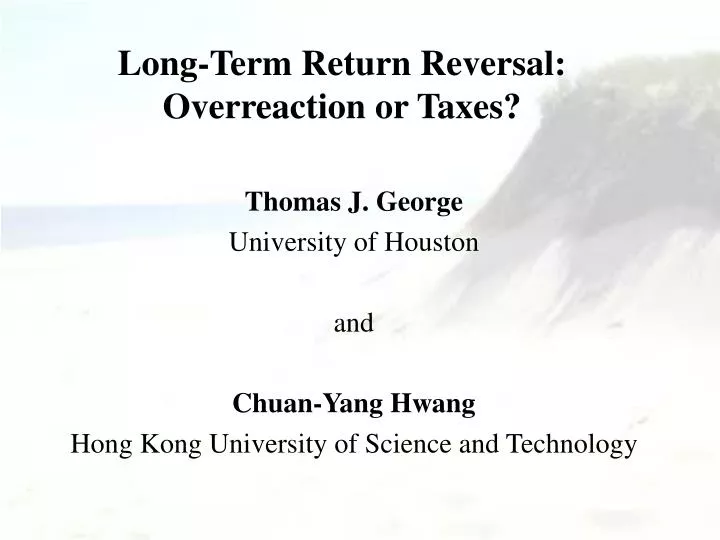 long term return reversal overreaction or taxes