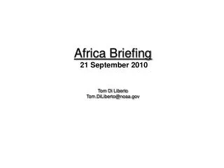 Africa Briefing 21 September 2010
