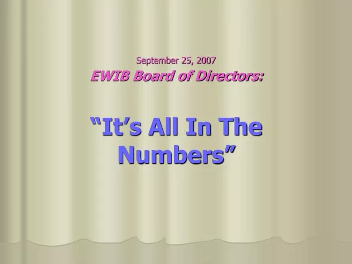 ewib board of directors it s all in the numbers