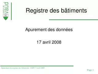 registre des b timents