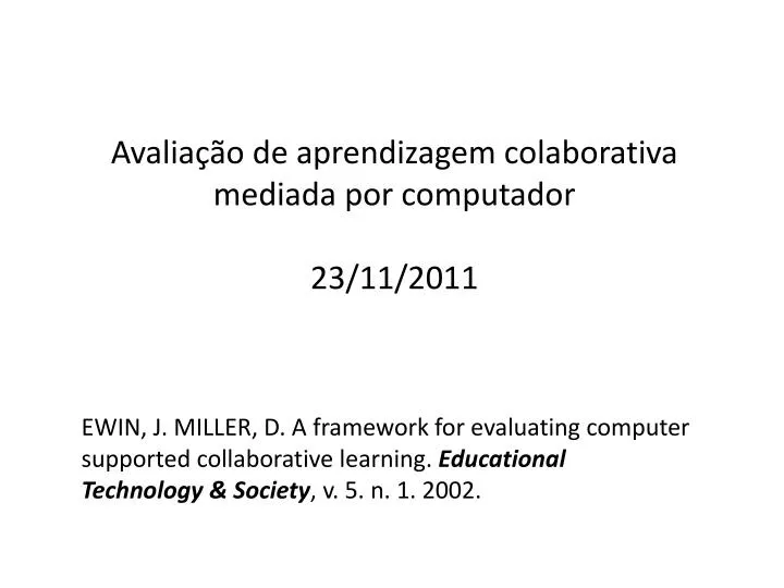 avalia o de aprendizagem colaborativa mediada por computador 23 11 2011