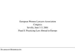 European Women Lawyers Association Congress Sevilla, June 1-3, 2001
