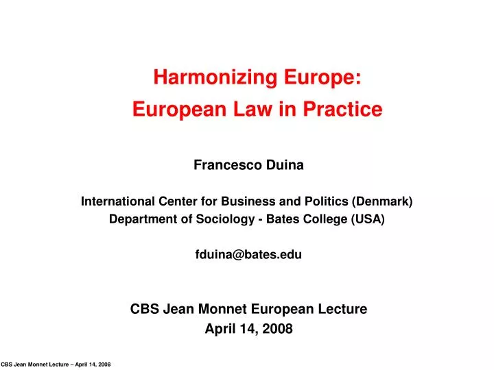 harmonizing europe european law in practice