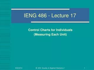 IENG 486 - Lecture 17