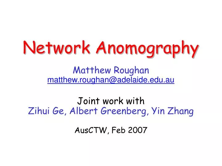 network anomography