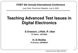 Teaching Advanced Test Issues in Digital Electronics