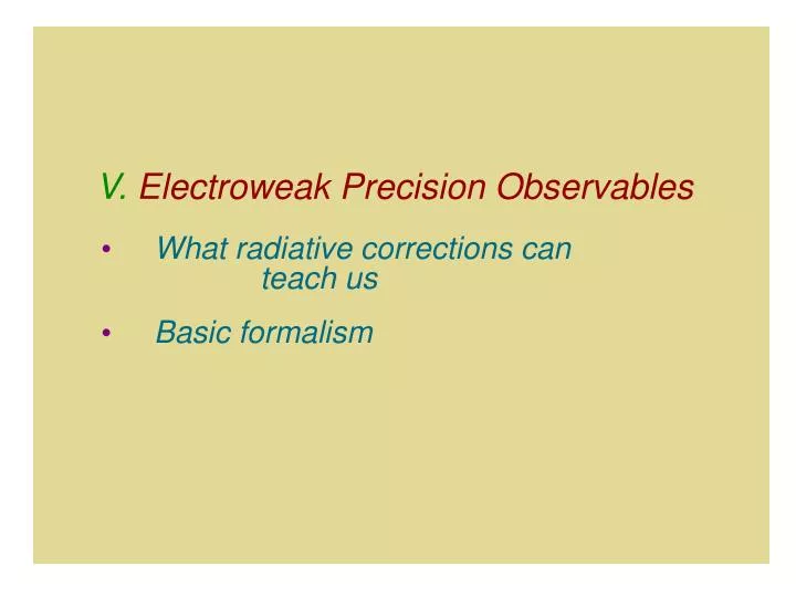 v electroweak precision observables