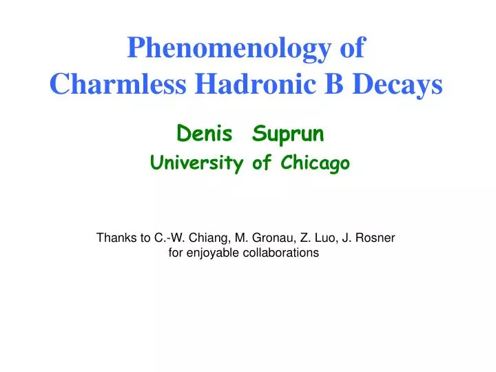 phenomenology of charmless hadronic b decays