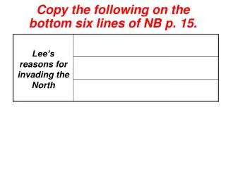 Copy the following on the bottom six lines of NB p. 15.