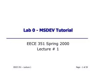 Lab 0 - MSDEV Tutorial