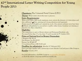 42 nd International Letter Writing Competition for Young People 2013