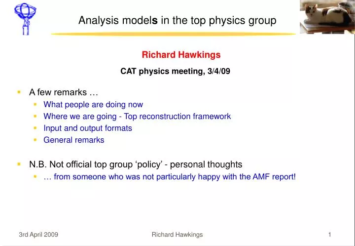 analysis model s in the top physics group
