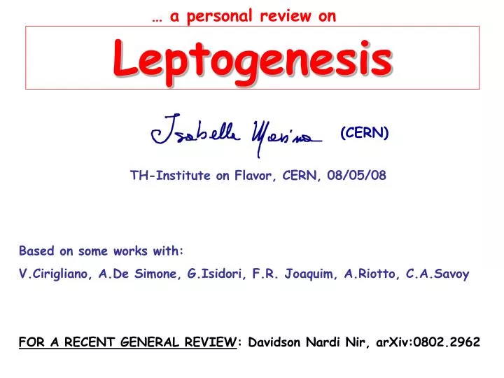 leptogenesis