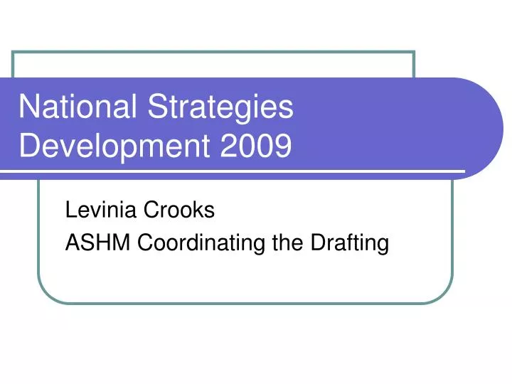 national strategies development 2009