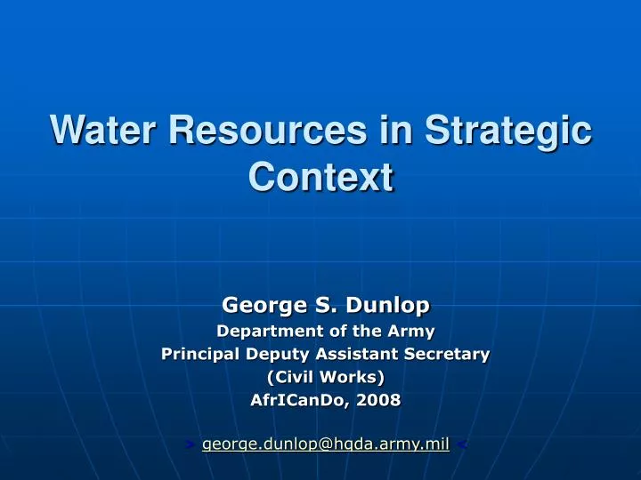 water resources in strategic context