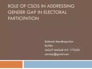 Role of CSOs in Addressing Gender Gap in Electoral Participation