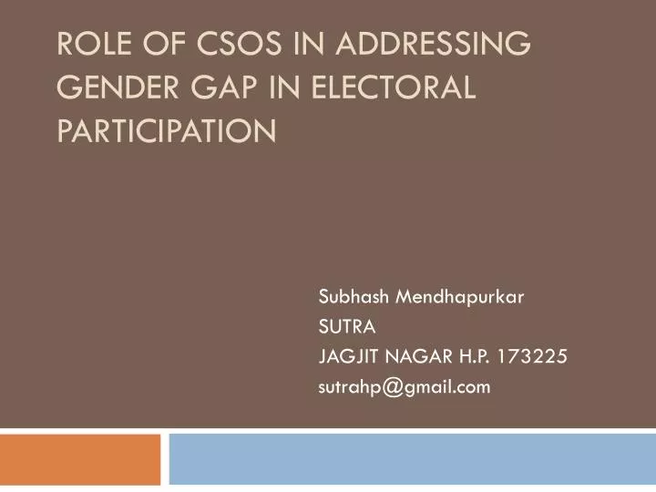 role of csos in addressing gender gap in electoral participation