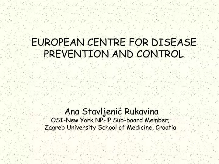 european centre for disease prevention and control