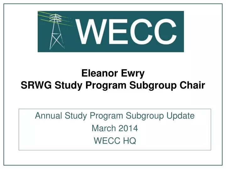 eleanor ewry srwg study program subgroup chair