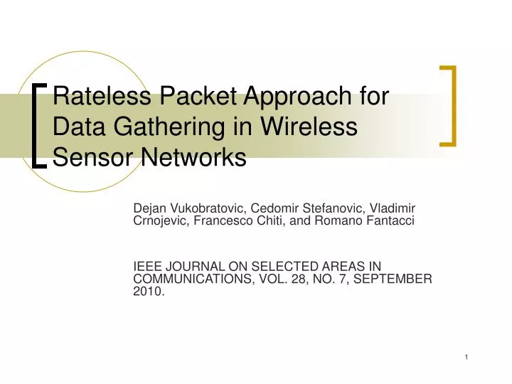 rateless packet approach for data gathering in wireless sensor networks