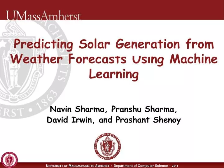 predicting solar generation from weather forecasts using machine learning