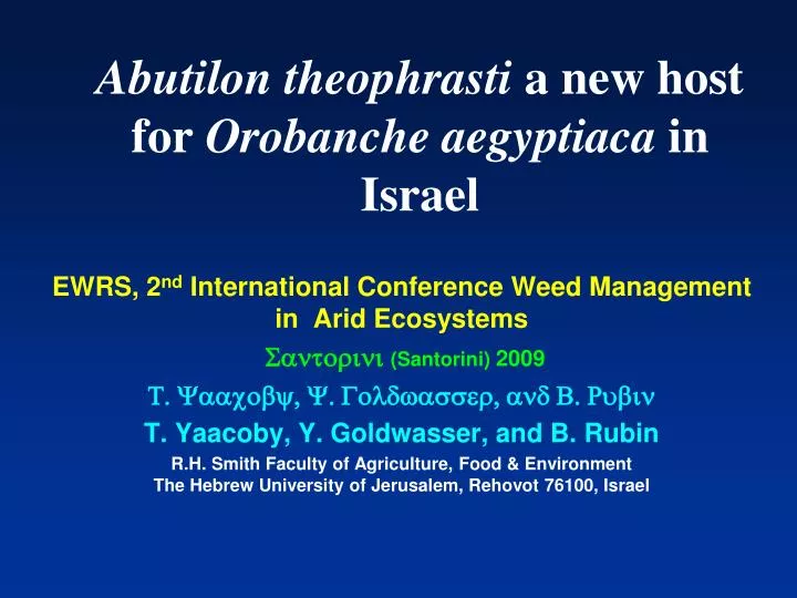 abutilon theophrasti a new host for orobanche aegyptiaca in israel