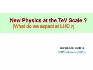 New Physics at the TeV Scale ? (What do we expect at LHC ?)